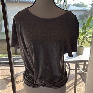 White House Black Market Gray Relaxed Tie Front Short Sleeve